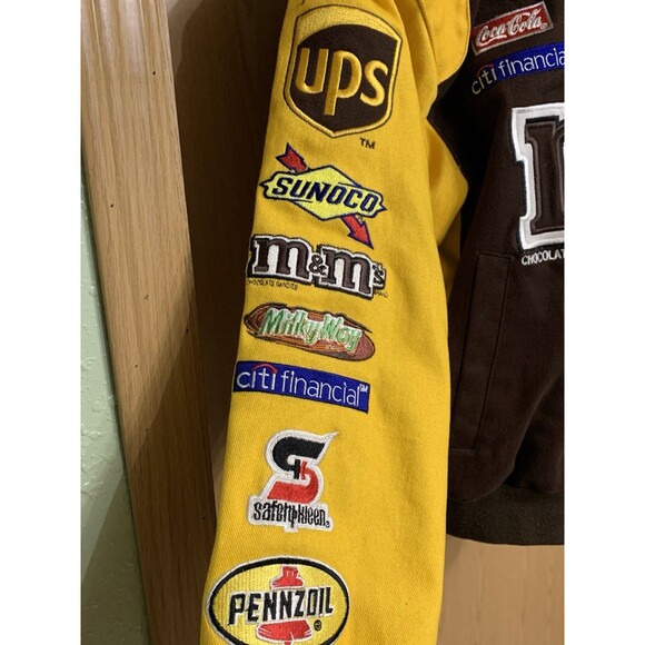 Vintage Chase Authentics M&M Varsity Jacket Men size Med brown yellow NASCAR - Picture 5 of 16